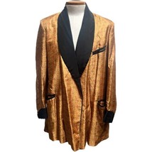 Vintage 1950s Saks Fifth Avenue Men&#39;s Silk Brocade Smoking Dinner Jacket Robe XL - £73.54 GBP