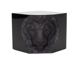 Hoya Japan Black Crystal Art Glass Lion Head Statue Sculpture Paperweight - £108.66 GBP