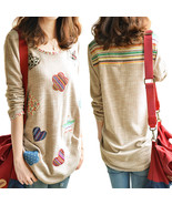 Vintage Style Long Sleeves Cotton Blouse Shirt for Lady Women - £15.92 GBP
