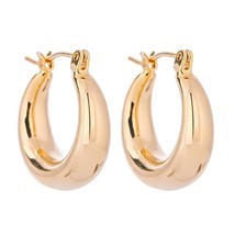 Yup Minimalist Chunky Metal Hoop Earrings Statement 14 K Plated Copper Geometric - £7.57 GBP
