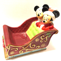 Disney Mickey &amp; Minnie Mouse In Christmas Sleigh Candy Dish Card Holder ... - $79.20