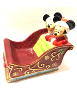 Disney Mickey &amp; Minnie Mouse In Christmas Sleigh Candy Dish Card Holder ... - $108.54 CAD