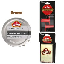Kiwi Leather Care Kit Brown Polish 1.13oz + Foam Applicators + 2 Shine C... - $413.25 MXN