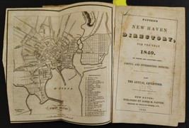 1840 antique NEW HAVEN ct DIRECTORY foldout MAP ADS genealogy occupation address - £228.10 GBP