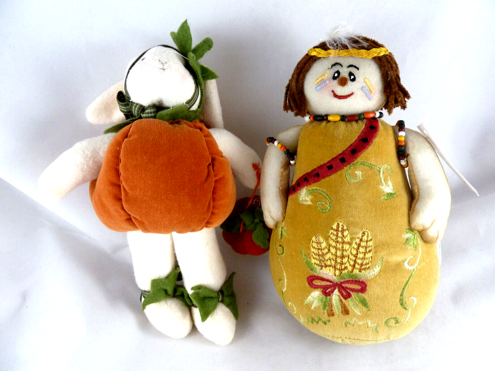 Halloween Fall Autumn plush decor Thanksgiving plush 9&quot; bunny in pumpkin - $15.83