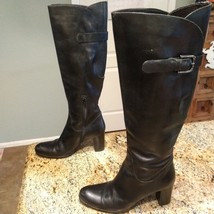 Sesto Meucci Italy Leather Tall Women Sz 5.5 Boots Pull On Side Zip Buckle $399 - £73.95 GBP
