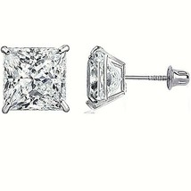 1 ct. White Sapphire Princess Stud Screw BackEarrings in Solid 14k White Gold - $74.84