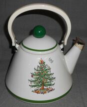 Spode CHRISTMAS TREE PATTERN 2.5 qt Porcelain Enamel on Steel TEA KETTLE - $29.69