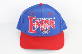 Vtg 90s The Game Montreal Expos Baseball Spell Out Fitted Hat Cap Blue Size 7 - £31.27 GBP