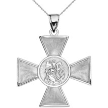 925 Sterling Silver Saint George Russian Cross Pendant Necklace - £43.67 GBP+