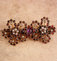 Antique Georgian bohemian Garnet brooch - Victorian seed pearl amethyst - Januar - £299.75 GBP