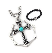 Men Stainless Steel Celtic Cross Necklace Irish - £46.44 GBP