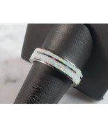 Unisex Sterling Silver Modernist Opal Band Ring 7.3g E3222 - $39.60