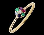 14k solid gold ring with multi gemstones size 8 stone queen - $296.96