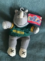 NFL Coolbeans Plush Gray Rhino Rhinoceros w Green Bay Packers Shirt Stuffed Anim - £9.16 GBP