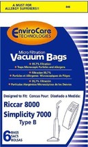 Riccar Vacuum Bags Type B 6 Pack by Envirocare 846 - £9.38 GBP