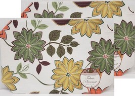 Set Of 2 Same Linen Fabric Printed Placemats 12&quot;x18&quot;, Multicolor Flowers # 6, Bh - £10.26 GBP