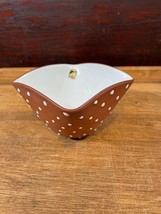 Graveren Norsk Brown Polka Dot Square Bowl Made in Norway Small White Do... - £10.03 GBP
