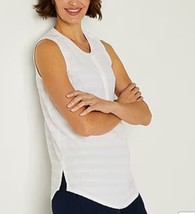 Liz Claiborne Crew Neck Sleeveless Tunic Top Size Small White Sheer Over... - $11.88