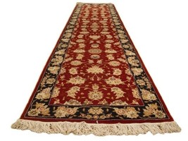 10 ft Burgundy Trailer Runner Rug 28 x 120 in Handmade Scandinavian Styl... - £761.34 GBP