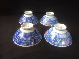 antique chinese porcelain cups  blossom . Marked blue ring + sign. Set of 4 - $100.00