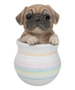 Realistic Puggy Pug Puppy Dog Figurine With Glass Eyes Pup In Pot Collec... - £19.66 GBP