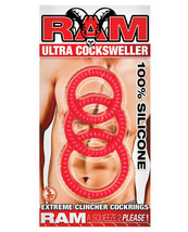 RAM COCKSWELLER PENIS RINGS SILICONE COCK RING 3 PACK RED - $269.51 MXN