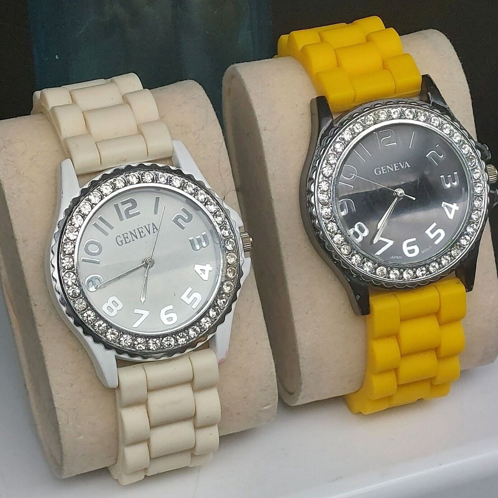 Primary image for Geneva Women's Pair of Silicone Band Analog Quartz Rhinestones Watches