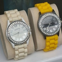 Geneva Women&#39;s Pair of Silicone Band Analog Quartz Rhinestones Watches - £22.17 GBP