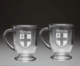 Patton Irish Coat of Arms Glass Coffee Mugs - Set of 2 - £25.14 GBP