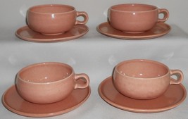 Set (4) Steubenville Russel Wright American Modern Pattern Cups &amp; Saucers Ohio - £27.68 GBP