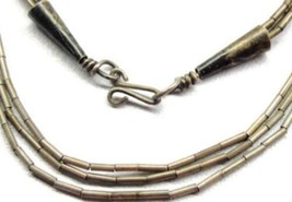 24&quot; Navajo Sterling Silver 925 Necklace 3 Strand Handmade Patina Womans Vintage - £77.86 GBP