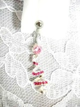 SPIRAL RIBBON DESIGN 2 TONE PINK COLOR CRYSTALS 14G CZ BELLY RING NAVEL ... - $4.99