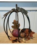 7” Metal Pumpkin Fall Harvest Decor Centerpiece Tabletop Farmhouse Votiv... - $13.86