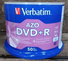 Verbatim AZO #95037 DVD+R 16X 4.7GB 120 min Disc 50 Spindle Sealed - $17.50