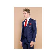 Men 3pc European Vested Suit WESSI by J.VALINTIN Extra Slim Fit JV12 Navy blue image 9