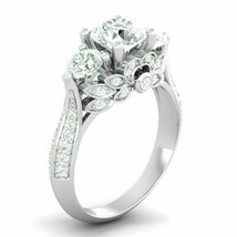 Beautiful 14k White Gold 2.75Ct Round Cut Three Diamond Engagement Ring Size 5 - £211.76 GBP