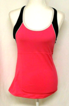 Tek Gear Tank Top Size Medium Hot Pink With Dark Gray Razor Back Built In Bra - £11.21 GBP