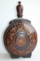 Vintage Wooden Hand Crafted Water Wine Flask Romania Rustic 12&quot; Large Rare - £54.36 GBP