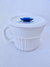 Vintage CorningWare French White Stoneware Soup Mug w Lid Bowl 20 oz - £7.16 GBP