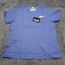 Dickies Shirt Womens L Purple Scrubs Medical Uniform VNeck Short Sleeve Top - £15.86 GBP