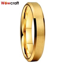 4mm Gold Tungsten Wedding Rings for Women Engagement Band Matte Finish Comfort F - £19.23 GBP