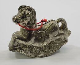 N) Vintage Silver Plated Rocking Horse Coin Piggy Bank Leonard Japan - €8,49 EUR