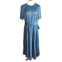 Ann Taylor Blue Faux Suede Pleated Midi Flare Dress Size 18 Tall - $65.11