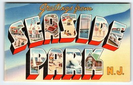 Greetings From Seaside Park New Jersey Large Big Letter City Postcard Linen - $18.00