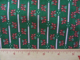 VINTAGE GREEN WITH RED HOLLY LEAVES COTTON FABRIC  2 28&quot; PIECES - £3.06 GBP