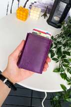 Pescol - Genuine Leather Purple Smart Card Holder / Wallet with Rfid Protection  - £38.28 GBP