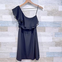 White House Black Market One Shoulder Ruffle Mini Dress Black Cocktail W... - $39.59