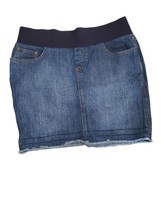Duo Maternity Skirt Medium Womens Dark Wash Mini Raw Hem Elastic Waist P... - £13.15 GBP