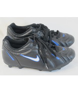 Nike Black White &amp; Blue Outdoor Soccer Cleats Boy’s Size 4 US Shoes Near... - £9.58 GBP
